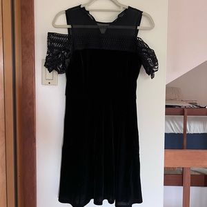 Topshop black velvet skater dress